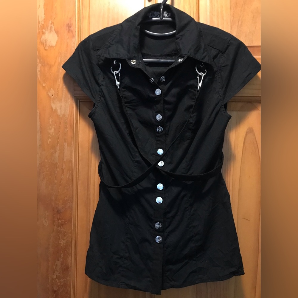 Y2K Lip Service Collared Blouse Size XS
